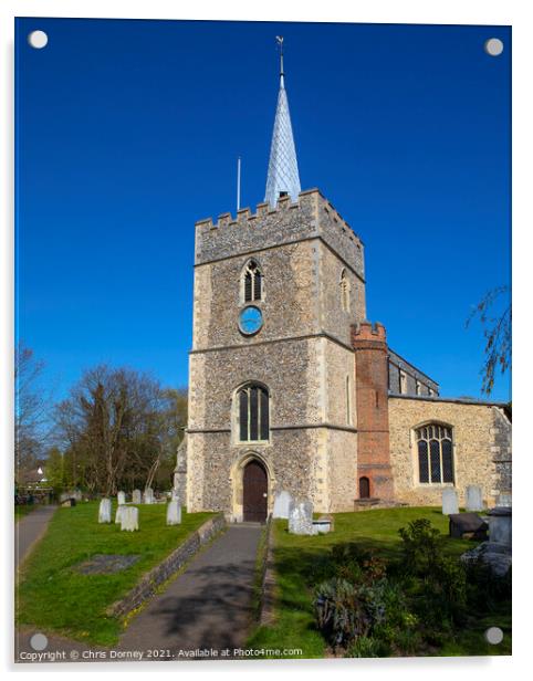 St. Mary the Great Church in Sawbridgeworth, Hertfordshire Acrylic by Chris Dorney