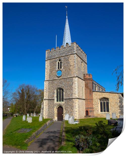 St. Mary the Great Church in Sawbridgeworth, Hertfordshire Print by Chris Dorney