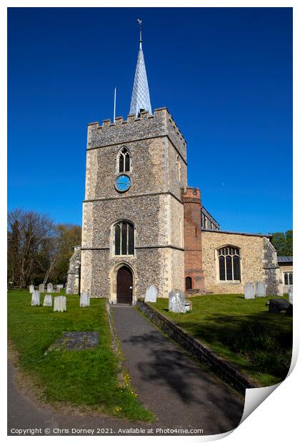St. Mary the Great Church in Sawbridgeworth, Hertfordshire Print by Chris Dorney
