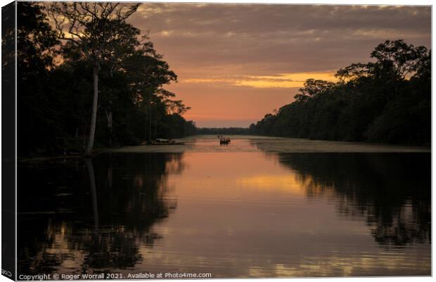 Sunset Angkor Cambodia Canvas Print by Roger Worrall