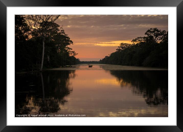 Sunset Angkor Cambodia Framed Mounted Print by Roger Worrall