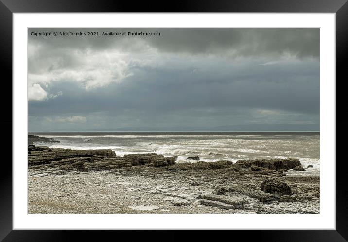 Windy day on the Beach Porthcawl South Wales Framed Mounted Print by Nick Jenkins