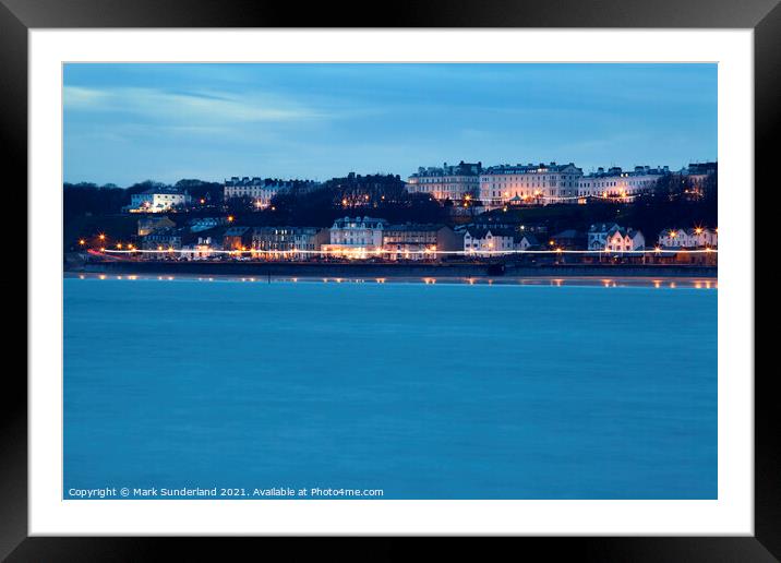 Filey Seafront Illuminations at Dusk Framed Mounted Print by Mark Sunderland