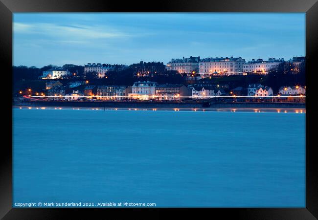 Filey Seafront Illuminations at Dusk Framed Print by Mark Sunderland
