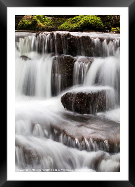 Waterfall in Scaleber Beck below Scaleber Force Settle North Yorkshire Framed Mounted Print by Mark Sunderland