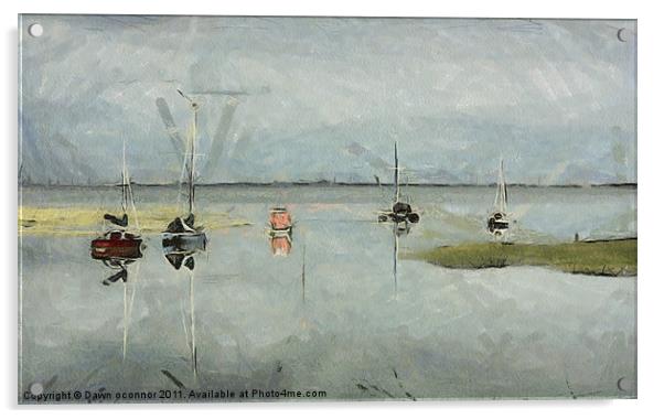 Boats on River Medway 2 Acrylic by Dawn O'Connor