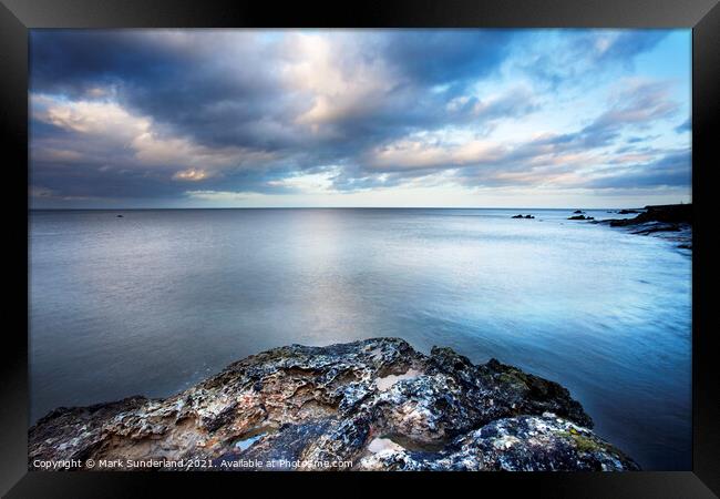 Rock Sea and Sky on the Fife Coast Framed Print by Mark Sunderland