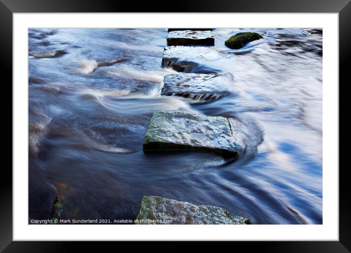 Stepping Stones over Kex Beck near Beamsley Framed Mounted Print by Mark Sunderland