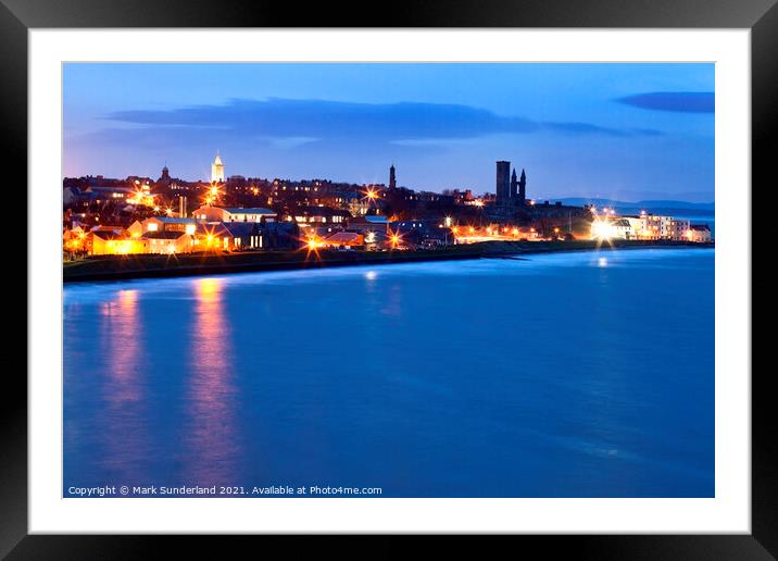St Andrews at Dusk from the Fife Coastal Path Framed Mounted Print by Mark Sunderland