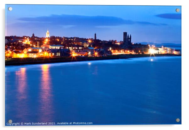 St Andrews at Dusk from the Fife Coastal Path Acrylic by Mark Sunderland