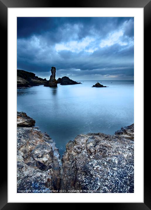 Rock and Spindle on the Fife Coast Framed Mounted Print by Mark Sunderland