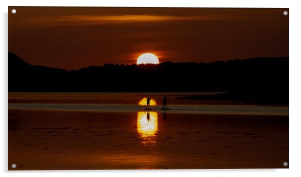 Paddle Boarders Sunset Acrylic by Danny Nee