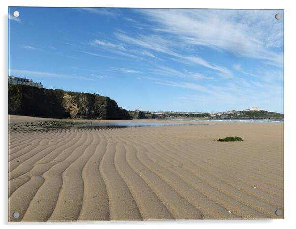Ripple Marked Sand at Newquay Acrylic by John Bridge