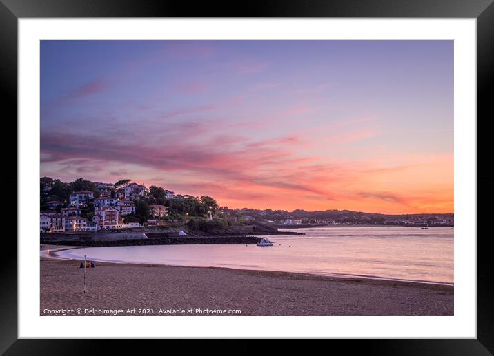  Saint Jean de Luz beach at sunset, France Framed Mounted Print by Delphimages Art