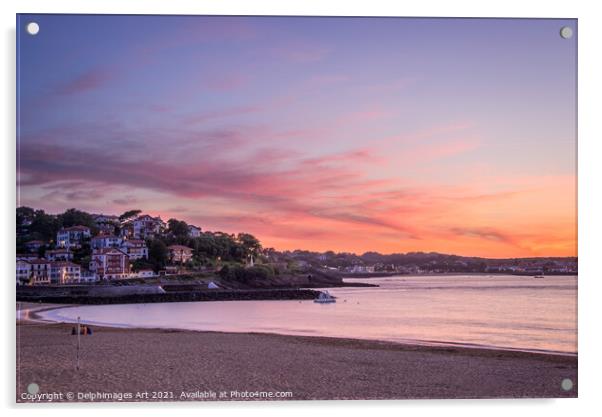  Saint Jean de Luz beach at sunset, France Acrylic by Delphimages Art