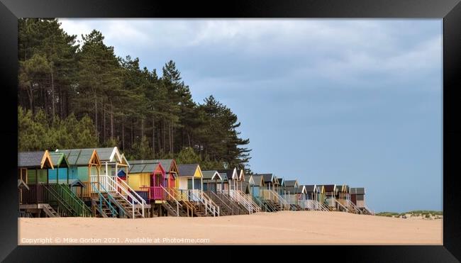 Vibrant Beach Huts in Wells-next-the-Sea Framed Print by Mike Gorton