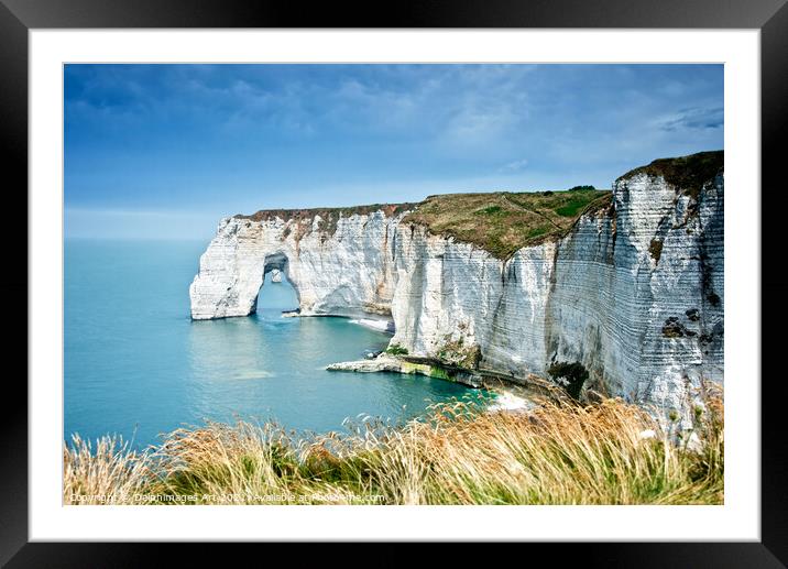 The cliff of Etretat, Normandy landscape, France Framed Mounted Print by Delphimages Art