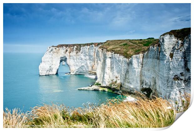 The cliff of Etretat, Normandy landscape, France Print by Delphimages Art