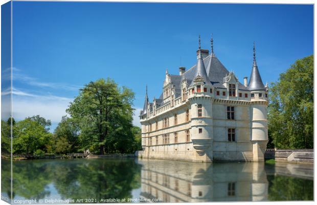 Azay-le-Rideau castle, Loire Valley, France Canvas Print by Delphimages Art