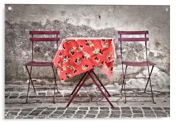 Romantic chairs and table in France Acrylic by Delphimages Art