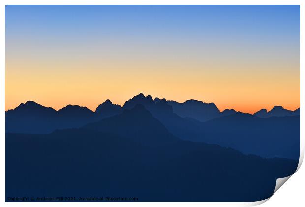 Sunrise in the Alps Print by Andreas Föll