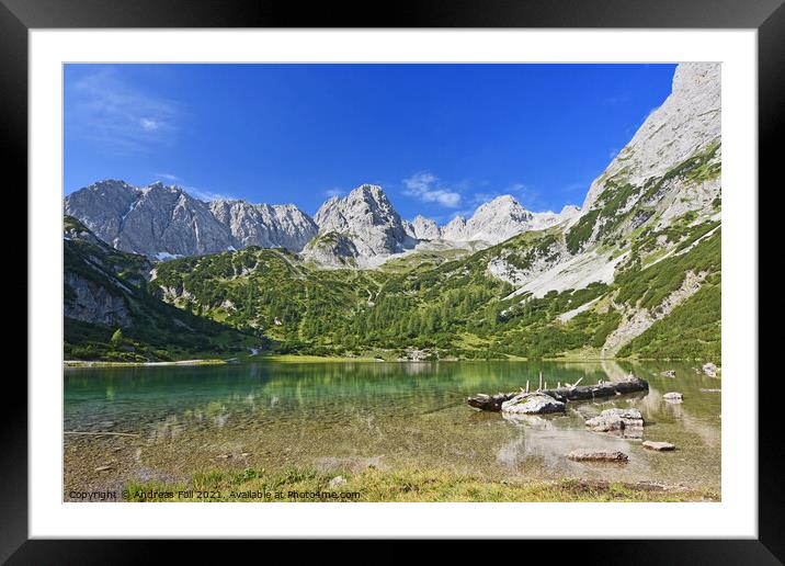 Lake Seebensee in summer Framed Mounted Print by Andreas Föll