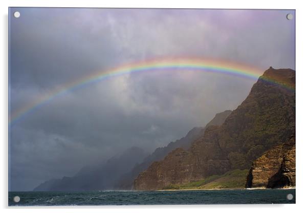 Rainbow Over The Napali Coast Acrylic by Lynne Morris (Lswpp)
