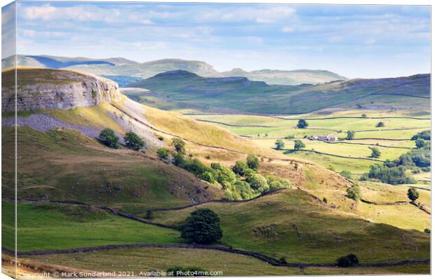 Moughton Scars and Crummack Dale from Long Scar Canvas Print by Mark Sunderland
