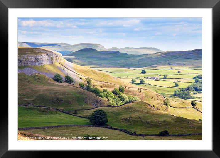 Moughton Scars and Crummack Dale from Long Scar Framed Mounted Print by Mark Sunderland