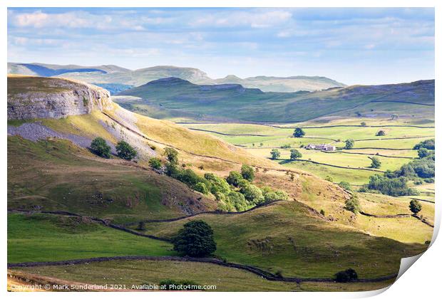 Moughton Scars and Crummack Dale from Long Scar Print by Mark Sunderland