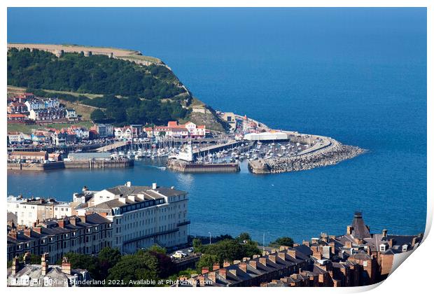 Old Harbour and East Harbour below Castle Hill at Scarborough Print by Mark Sunderland
