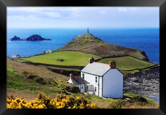 The Brisons, Cape Cornwall and Wheal Call Cottage Framed Print by Terri Waters
