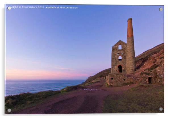 Sunset at Wheal Coates Acrylic by Terri Waters