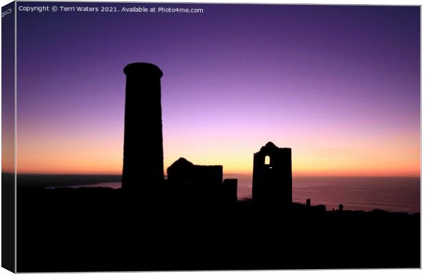 Sunset Silhouette Wheal Coates Canvas Print by Terri Waters