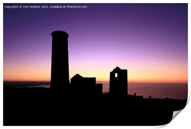 Sunset Silhouette Wheal Coates Print by Terri Waters