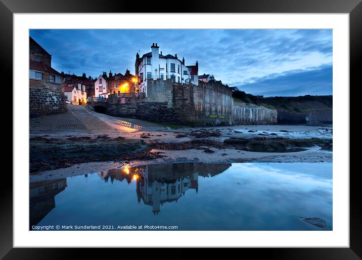 Early Morning Reflections at Robin Hoods Bay Framed Mounted Print by Mark Sunderland