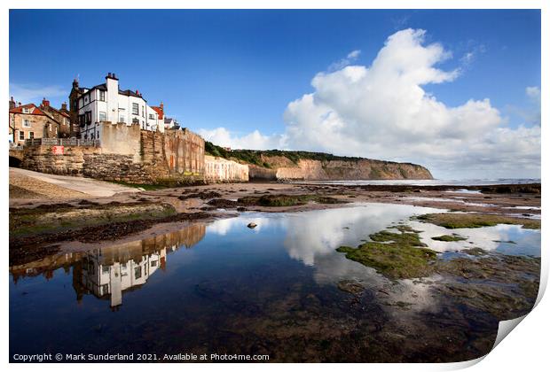 Summer Morning at Robin Hoods Bay Print by Mark Sunderland