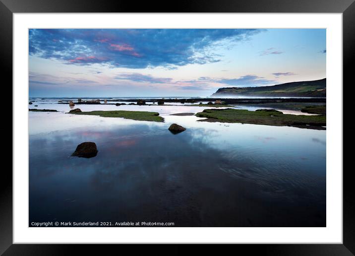 Twilight and Incoming Tide at Robin Hoods Bay Framed Mounted Print by Mark Sunderland