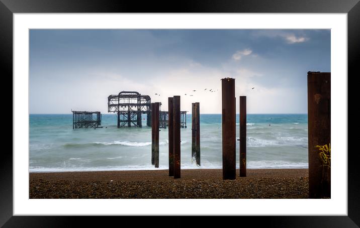 Brighton West Pier, Overcast Framed Mounted Print by Mark Jones