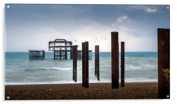 Brighton West Pier, Overcast Acrylic by Mark Jones