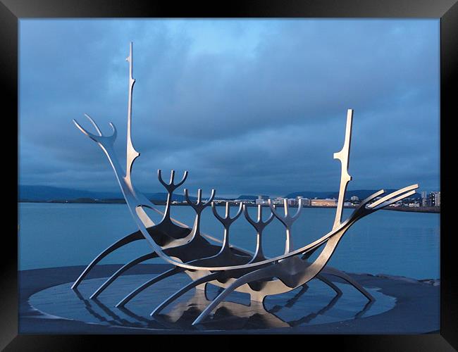 Viking Ship Framed Print by Cliff Hannan