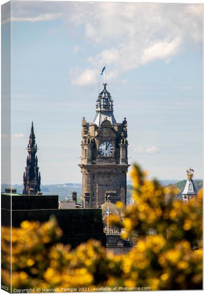 Clock tower from Calton Hill Canvas Print by Hannah Temple