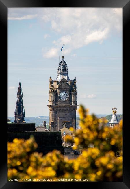 Clock tower from Calton Hill Framed Print by Hannah Temple