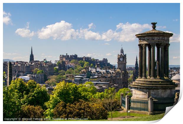 View from Calton Hill Print by Hannah Temple