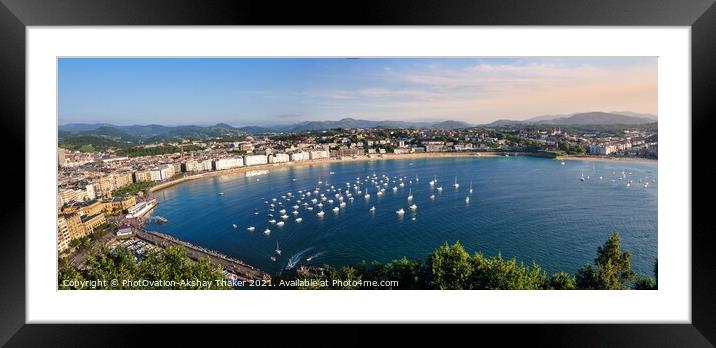 An aerial panoramic view of the beautiful San Sebastián Framed Mounted Print by PhotOvation-Akshay Thaker