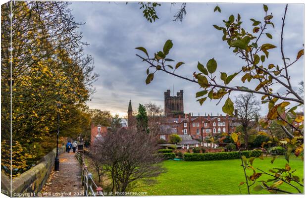 Chester Roman Wall during Autumn Canvas Print by Phil Longfoot