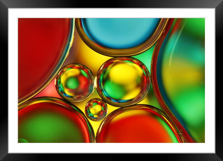 Rainbow Sprinkle Oil Drops Framed Mounted Print by Sharon Johnstone