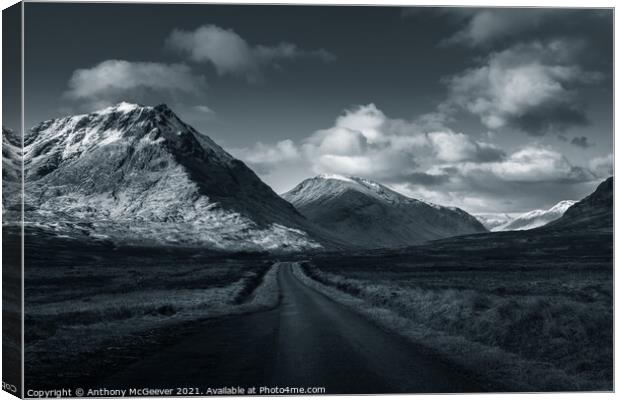 Glen Etive mono Canvas Print by Anthony McGeever