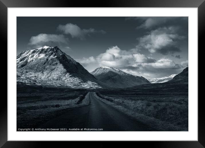 Glen Etive mono Framed Mounted Print by Anthony McGeever