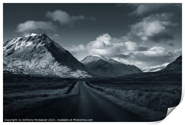 Glen Etive mono Print by Anthony McGeever